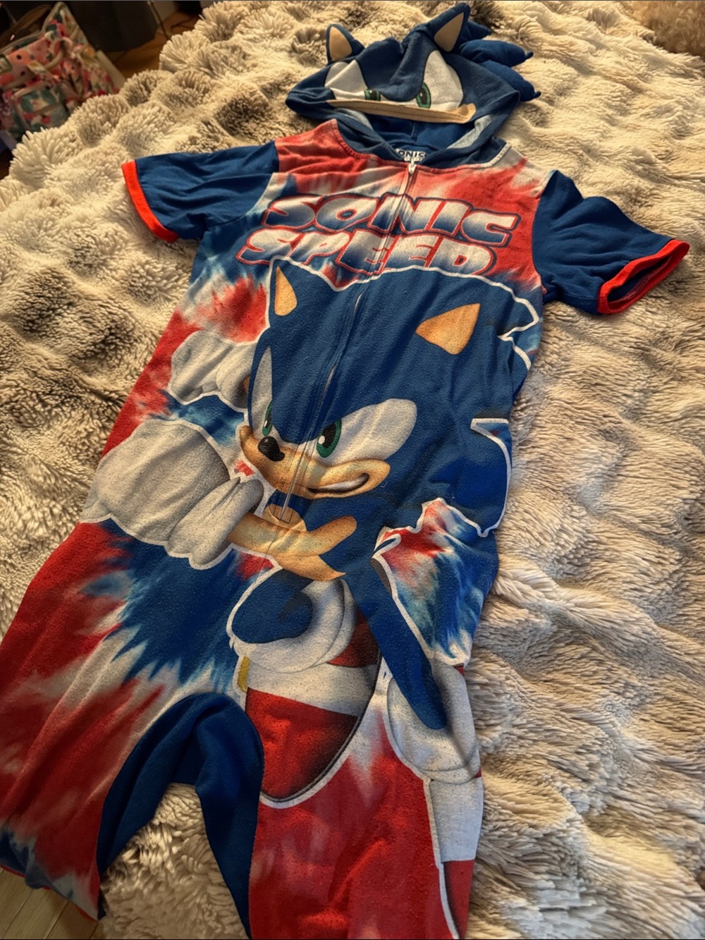 Sonic Themed Kids One-Piece Romper - Blue & Red